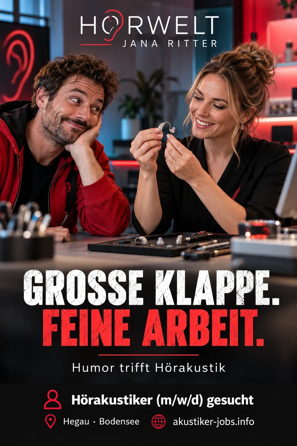 Motiv zur Recruiting-Story: Große Klappe, feine Arbeit: Deine Deadpool-Story als Hörakustiker (m/w/d) im Landkreis Konstanz